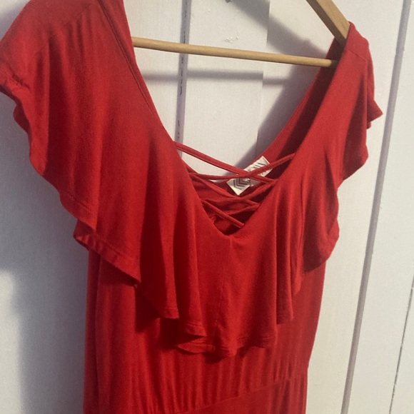 Pink Rose Red Ruffle Mini Dress - Picture 3 of 8